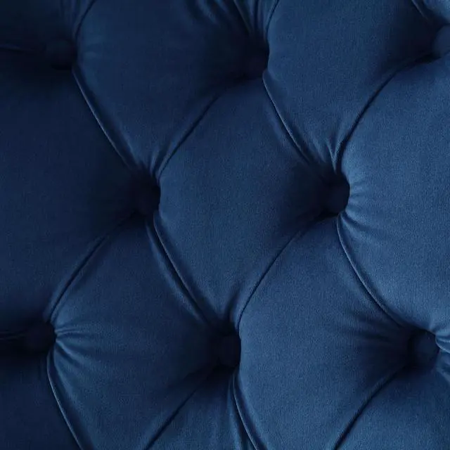 Alt view image 6 of 7 - Duncan Navy Blue Velvet Dining Chair - Set of 2 | Tufted | Ring Handle | Chrome Nailhead Trim