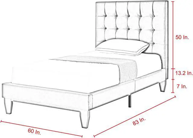Alt view image 7 of 7 - Georges Beige Linen Platform Bedframe - Full Size | Button Tufted | Upholstered | Modern and Contemporary | Inspired Home