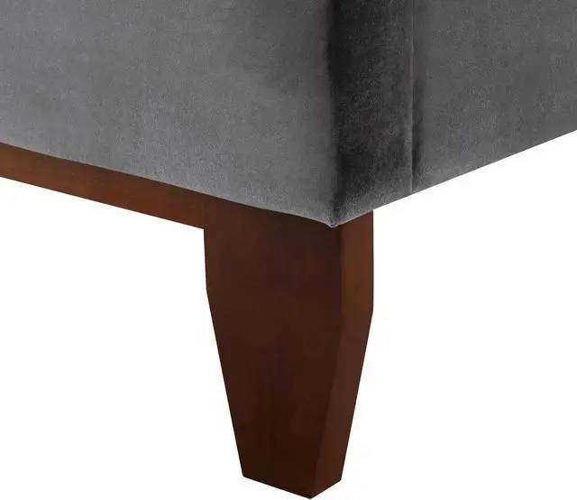 Alt view image 6 of 7 - Georges Grey Velvet Platform Bedframe - Full Size | Button Tufted | Upholstered | Modern and Contemporary | Inspired Home