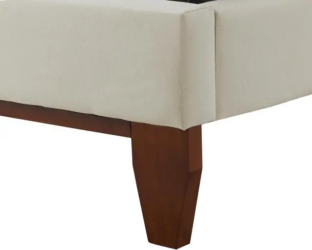 Alt view image 6 of 7 - Georges Beige Linen Platform Bedframe - Full Size | Button Tufted | Upholstered | Modern and Contemporary | Inspired Home