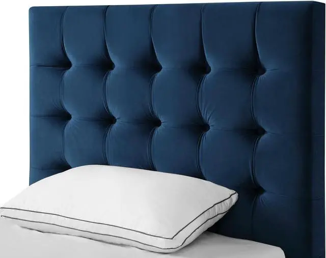 Alt view image 5 of 7 - Georges Navy Velvet Platform Bedframe - Full Size | Button Tufted | Upholstered | Modern and Contemporary | Inspired Home