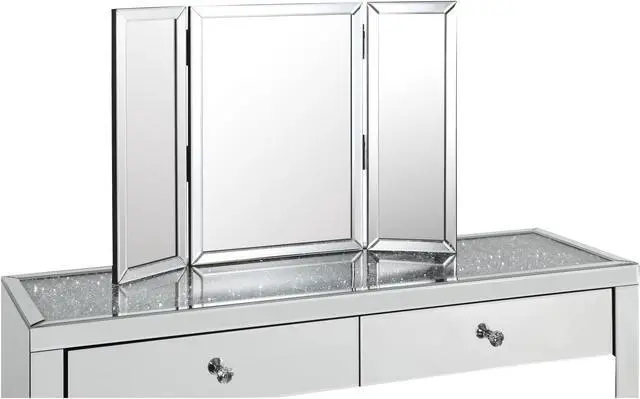 Alt view image 2 of 5 - Wallace Tabletop Vanity Mirror - Tri fold | Makeup | Mirrored Frame | Free standing or Wall Mounted | 20" x 30"