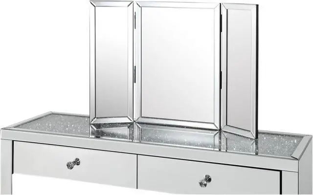 Alt view image 3 of 5 - Wallace Tabletop Vanity Mirror - Tri fold | Makeup | Mirrored Frame | Free standing or Wall Mounted | 20" x 30"