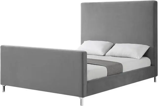 Alt view image 2 of 7 - Montgomery Grey Velvet Platform Bedframe - Queen Size | Upholstered | Modern and Contemporary | Inspired Home
