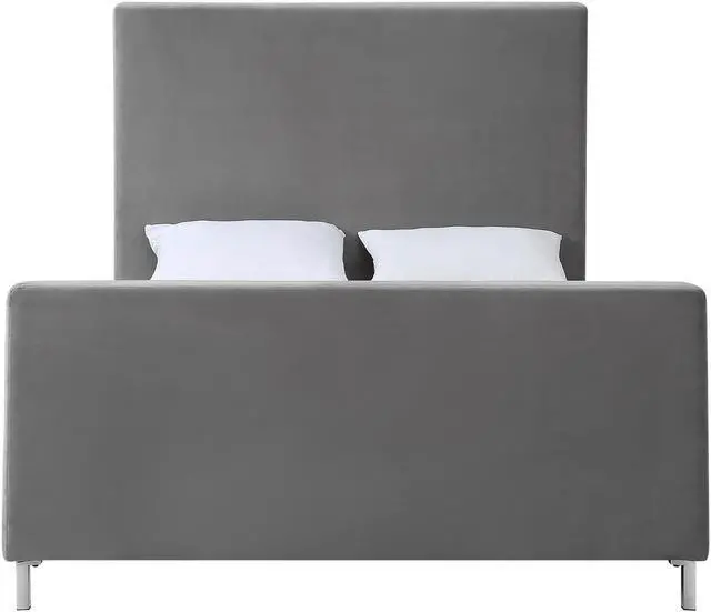 Alt view image 3 of 7 - Montgomery Grey Velvet Platform Bedframe - Queen Size | Upholstered | Modern and Contemporary | Inspired Home
