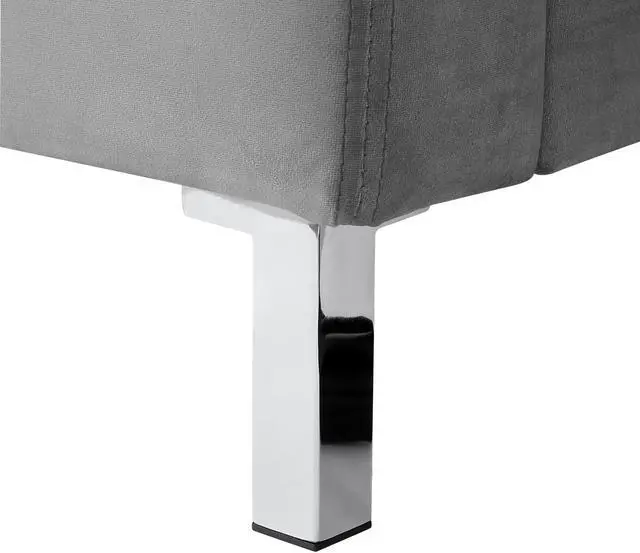 Alt view image 7 of 7 - Montgomery Grey Velvet Platform Bedframe - Queen Size | Upholstered | Modern and Contemporary | Inspired Home
