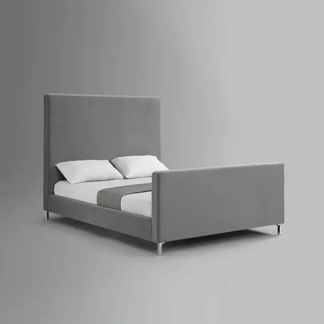 Alt view image 5 of 7 - Montgomery Grey Velvet Platform Bedframe - Queen Size | Upholstered | Modern and Contemporary | Inspired Home