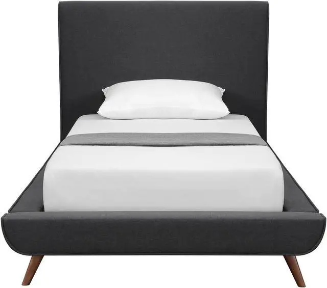 Alt view image 3 of 7 - Loft Lyfe Liam Linen Platform Bed Twin Size, Charcoal