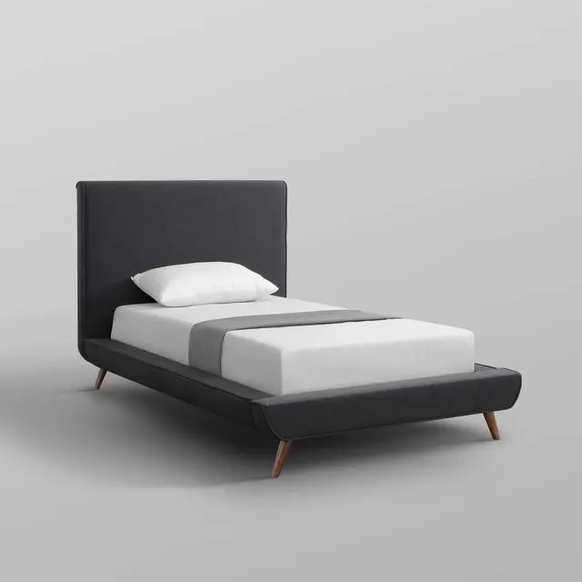 Alt view image 7 of 7 - Loft Lyfe Liam Linen Platform Bed Twin Size, Charcoal