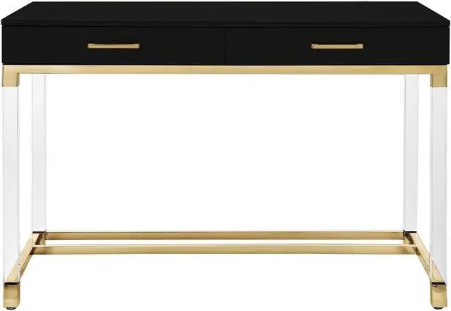 Alt view image 2 of 7 - Inspired Home Vance  Writing Desk, Black/Gold