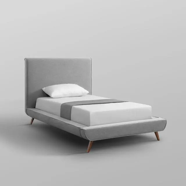 Alt view image 7 of 7 - Loft Lyfe Liam Linen Platform Bed Twin Size, Grey