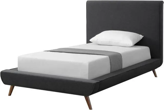 Alt view image 2 of 7 - Loft Lyfe Liam Linen Platform Bed Twin Size, Charcoal