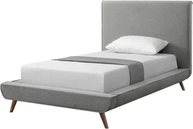 Alt view image 2 of 7 - Loft Lyfe Liam Linen Platform Bed Twin Size, Grey