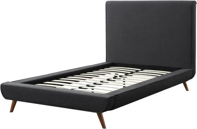 Alt view image 6 of 7 - Loft Lyfe Liam Linen Platform Bed Twin Size, Charcoal