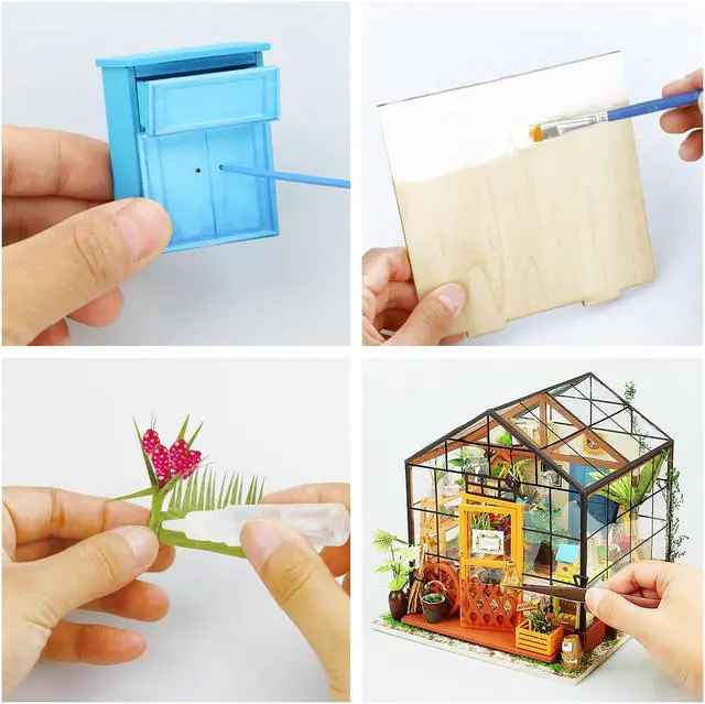 Alt view image 3 of 8 - Hands Craft DG104 DIY 3D Wooden Puzzle Miniature House: Cathy's Flower House