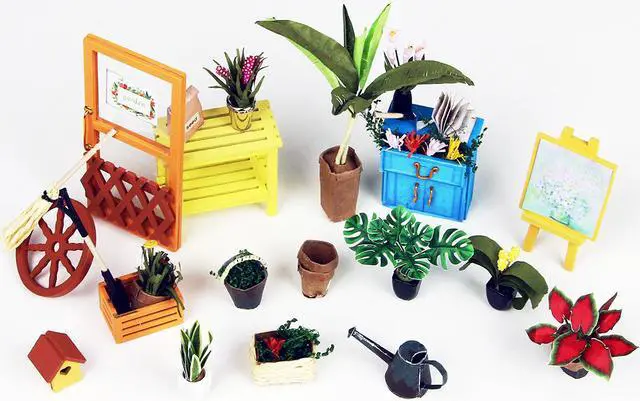 Alt view image 5 of 8 - Hands Craft DG104 DIY 3D Wooden Puzzle Miniature House: Cathy's Flower House