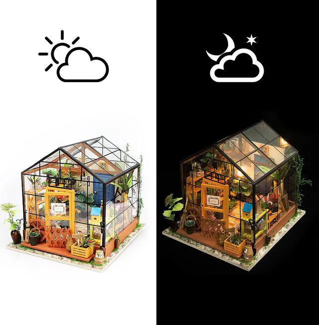 Alt view image 6 of 8 - Hands Craft DG104 DIY 3D Wooden Puzzle Miniature House: Cathy's Flower House