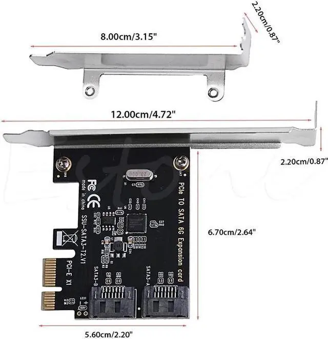 Alt view image 6 of 6 - Adapter Card PCI-E Adapter Card PCI Express to SATA3.0 2-Port SATA III 6G Expansion Controller Card Adapter hot