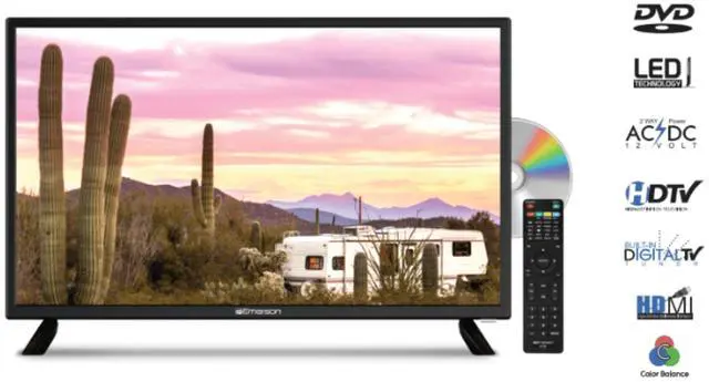 Alt view image 6 of 8 - Emerson 24" Class Widescreen AC/DC 12V HD LED Television with DVD Player