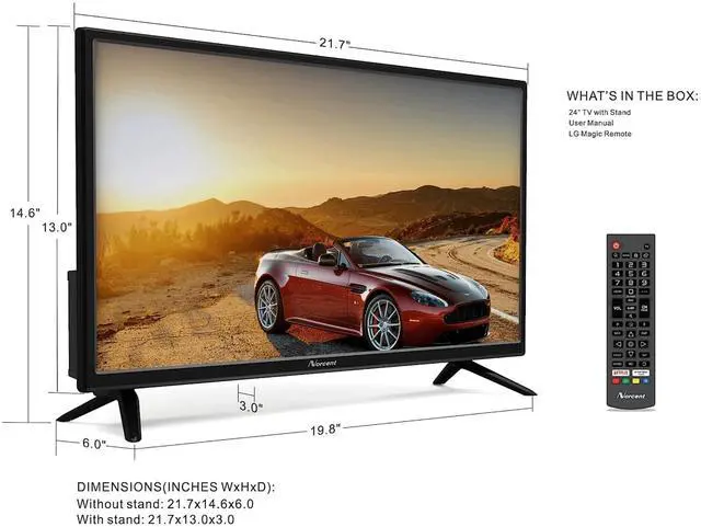 Alt view image 6 of 7 - Norcent 24 Inch 720P LED HD Smart TV Wall-Mountable with Surround Sound
