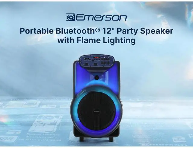 Alt view image 2 of 7 - Emerson Portable Bluetooth 12" Party Speaker with Flame Lighting