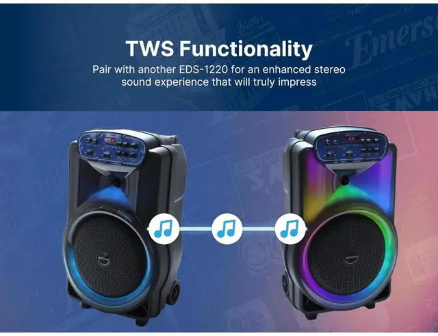 Alt view image 7 of 7 - Emerson Portable Bluetooth 12" Party Speaker with Flame Lighting