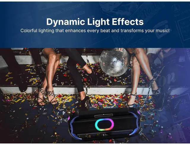 Alt view image 7 of 7 - Emerson Triad Grip XL Portable Bluetooth LED Party Speaker