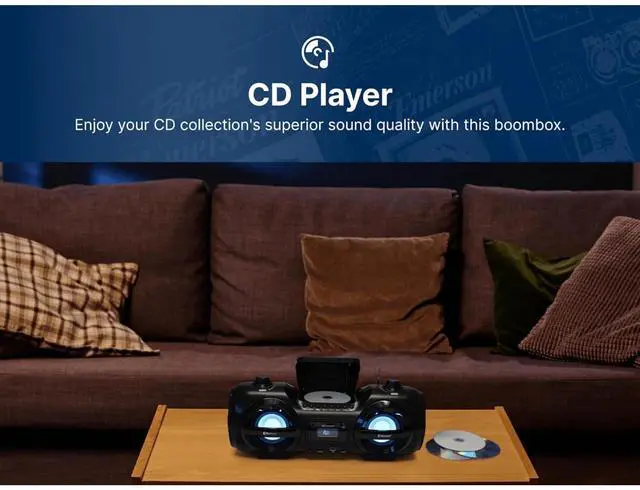Alt view image 4 of 7 - Emerson Retro Portable CD Boombox