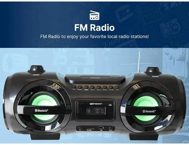 Alt view image 6 of 7 - Emerson Retro Portable CD Boombox
