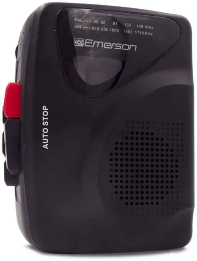 Alt view image 2 of 7 - Emerson Portable Cassette Player & Recorder with AM/FM Radio and Built-In Speaker EPC-1000 - Black