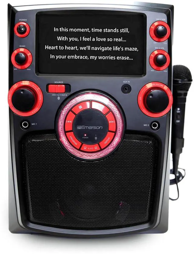 Main image of Emerson Portable Bluetooth Karaoke System with 7" LCD Display and Mic Input