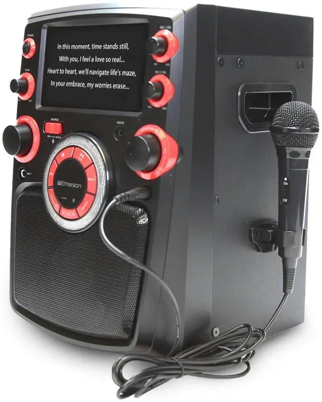 Alt view image 2 of 7 - Emerson Portable Bluetooth Karaoke System with 7" LCD Display and Mic Input