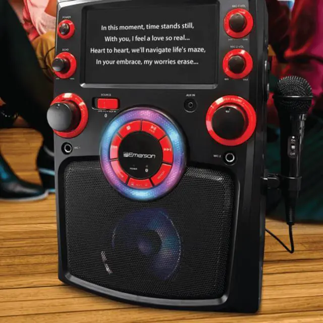 Alt view image 7 of 7 - Emerson Portable Bluetooth Karaoke System with 7" LCD Display and Mic Input