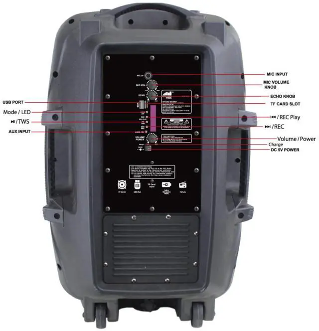 Alt view image 2 of 3 - Naxa Portable 15 inch Bluetooth Party Speaker with Disco Light