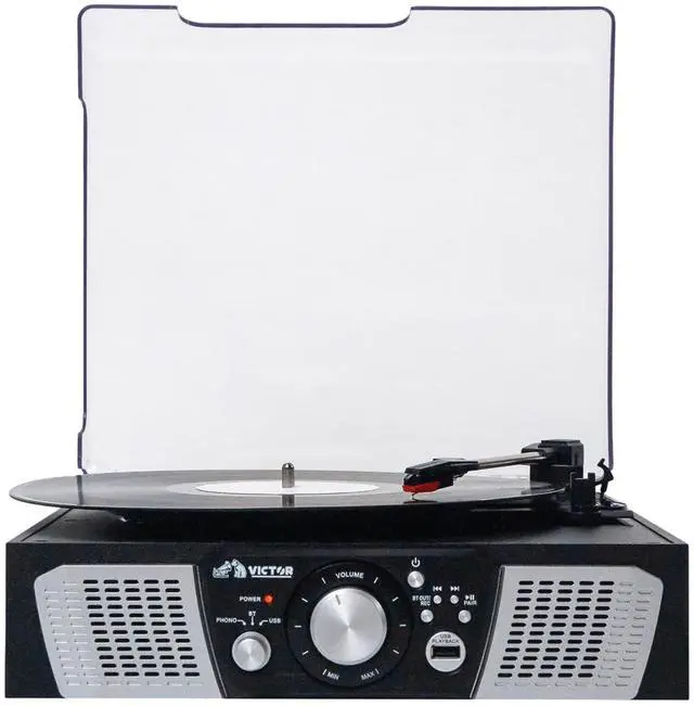 Alt view image 7 of 7 - Victor Beacon Hybrid 5-in-1 Turntable System with Bluetooth & FM Radio