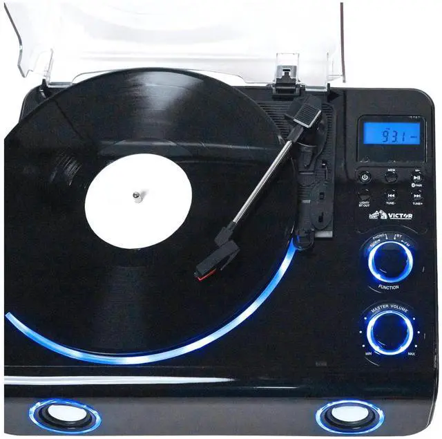 Alt view image 4 of 7 - Victor Beacon Hybrid 5-in-1 Turntable System with Bluetooth & FM Radio
