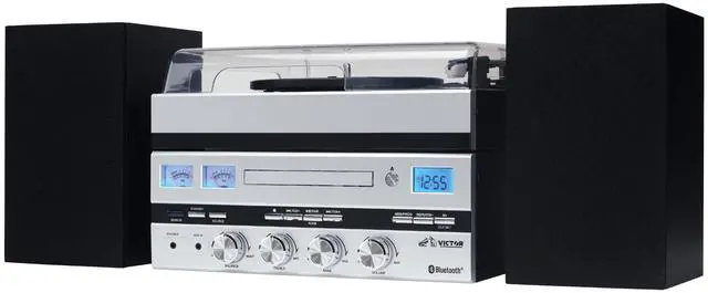 Alt view image 6 of 7 - Victor Geneva 5-in-1 Desktop Turntable Music Center w Streaming Capabilities and FM Radio