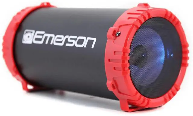 Alt view image 3 of 7 - Emerson Portable Bluetooth Speaker with LED Lighting and Carrying Strap Red