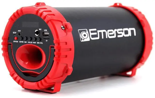 Main image of Emerson Portable Bluetooth Speaker with LED Lighting and Carrying Strap Red