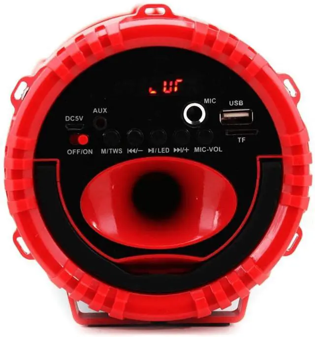 Alt view image 5 of 7 - Emerson Portable Bluetooth Speaker with LED Lighting and Carrying Strap Red
