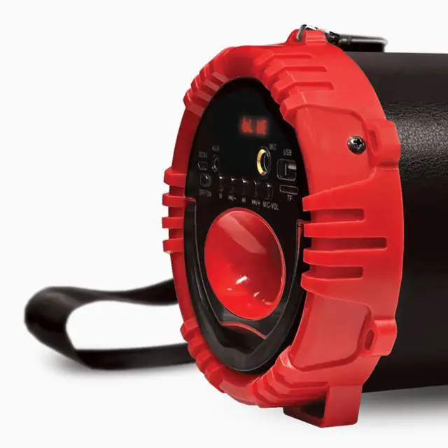 Alt view image 2 of 7 - Emerson Portable Bluetooth Speaker with LED Lighting and Carrying Strap Red