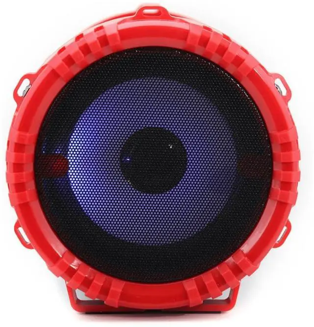 Alt view image 7 of 7 - Emerson Portable Bluetooth Speaker with LED Lighting and Carrying Strap Red