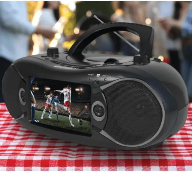 Alt view image 7 of 7 - Emerson 7" Bluetooth DVD Boombox w AMFM Radio, Stereo Speakers & Multi-Media