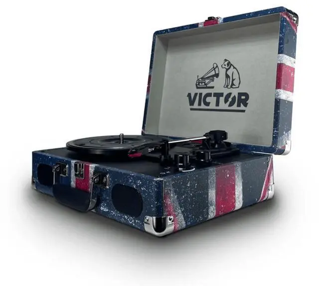 Alt view image 2 of 7 - Victor Metro Plus Portable Dual Bluetooth Suitcase Turntable Cherry