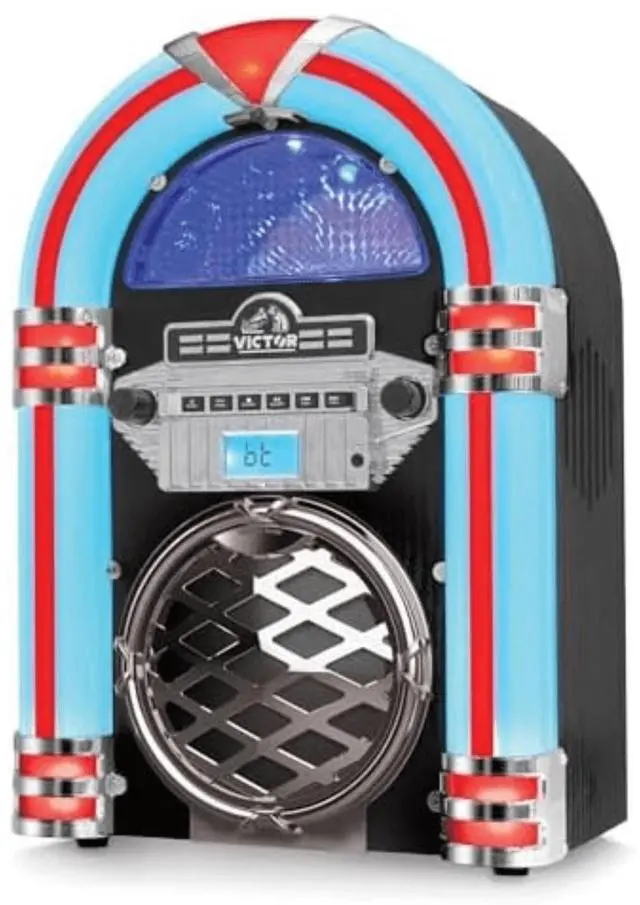 Main image of Victor Broadway II Desktop CD Player Jukebox with Multi-Color LED Lighting and FM Radio