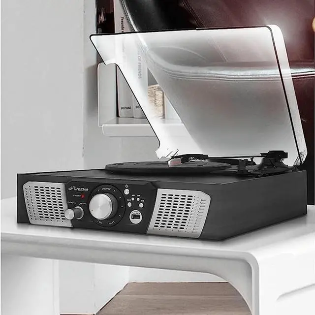 Alt view image 6 of 8 - Victor Lakeshore 5-in-1 Hybrid Bluetooth Turntable System w USB and RCA Output