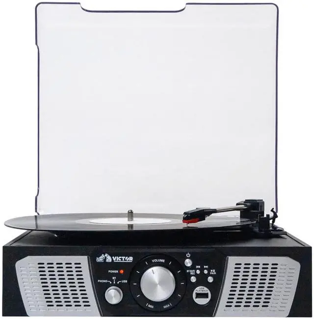 Alt view image 2 of 8 - Victor Lakeshore 5-in-1 Hybrid Bluetooth Turntable System w USB and RCA Output