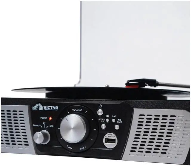Alt view image 3 of 8 - Victor Lakeshore 5-in-1 Hybrid Bluetooth Turntable System w USB and RCA Output