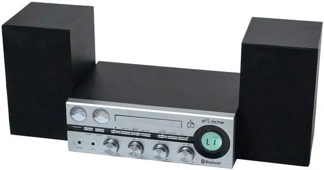 Alt view image 4 of 7 - Victor Milwaukee 50W Desktop CD Stereo System w Bluetooth, CD Player & FM Radio Silver