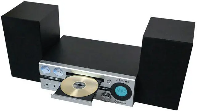 Alt view image 3 of 7 - Victor Milwaukee 50W Desktop CD Stereo System w Bluetooth, CD Player & FM Radio Silver